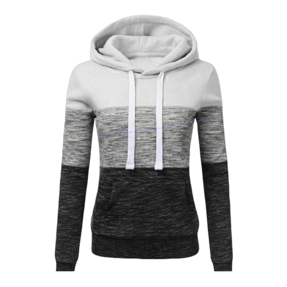 UQGHQO Hoodie Drawstring Pullover Sweatshirt Long Sleeve Grey Gradients M - Picture 2 of 8